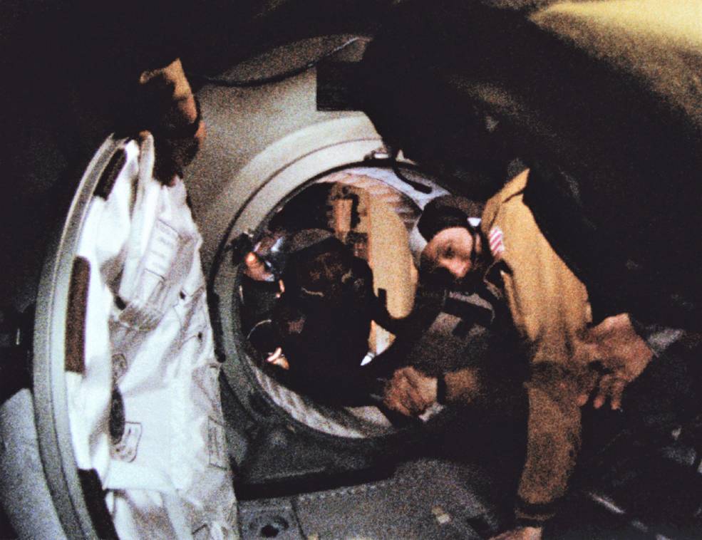 The famous handshake on the Apollo Soyuz